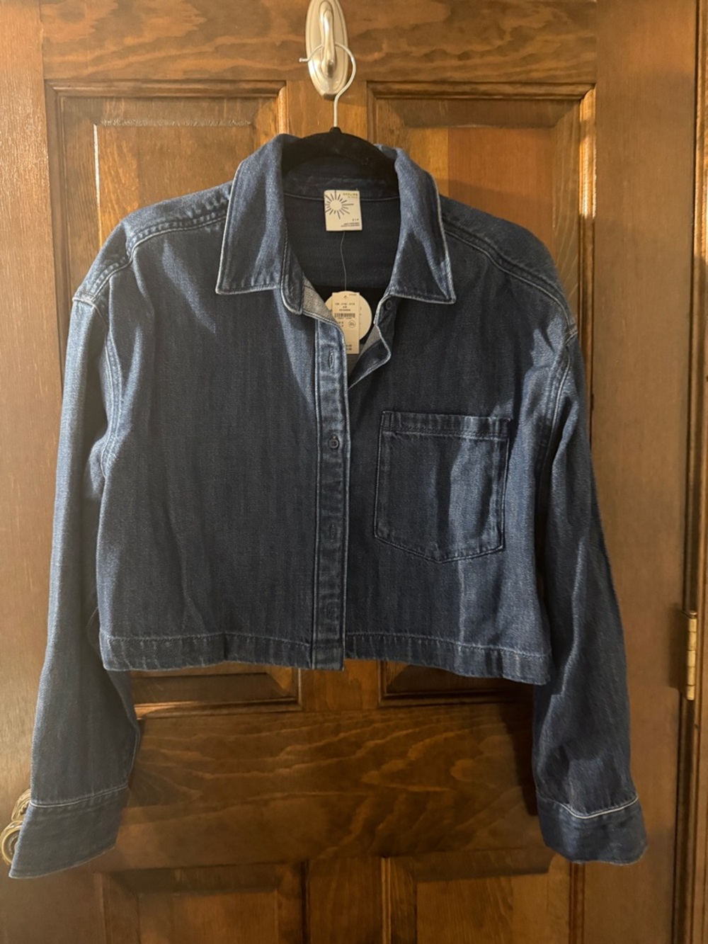 NWT Aerie by Offline Cropped Dark Indigo Button Down Jean Shirt Jacket- Sz Small